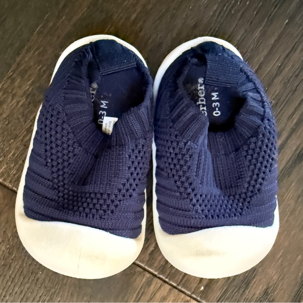 Navy Blue Baby Shoes with White Soles